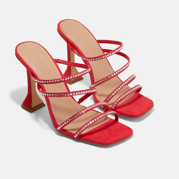 Shoes - Elegant Red Strappy Heels